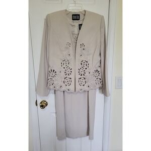 Marsoni by Moshita Dress Jacket Set 10 Champagne Beaded Cut Out Formal AS‎ IS